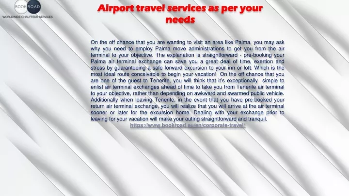 airport travel services as per your airport