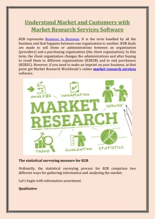 Understand Market and Customers with Market Research Services Software – Market Research Worldwide