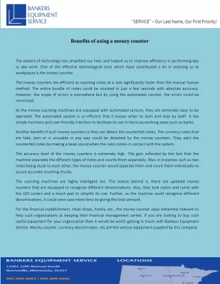 benefits of using a money counter