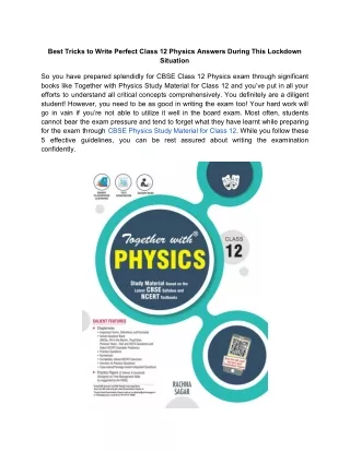 best tricks to write perfect class 12 physics