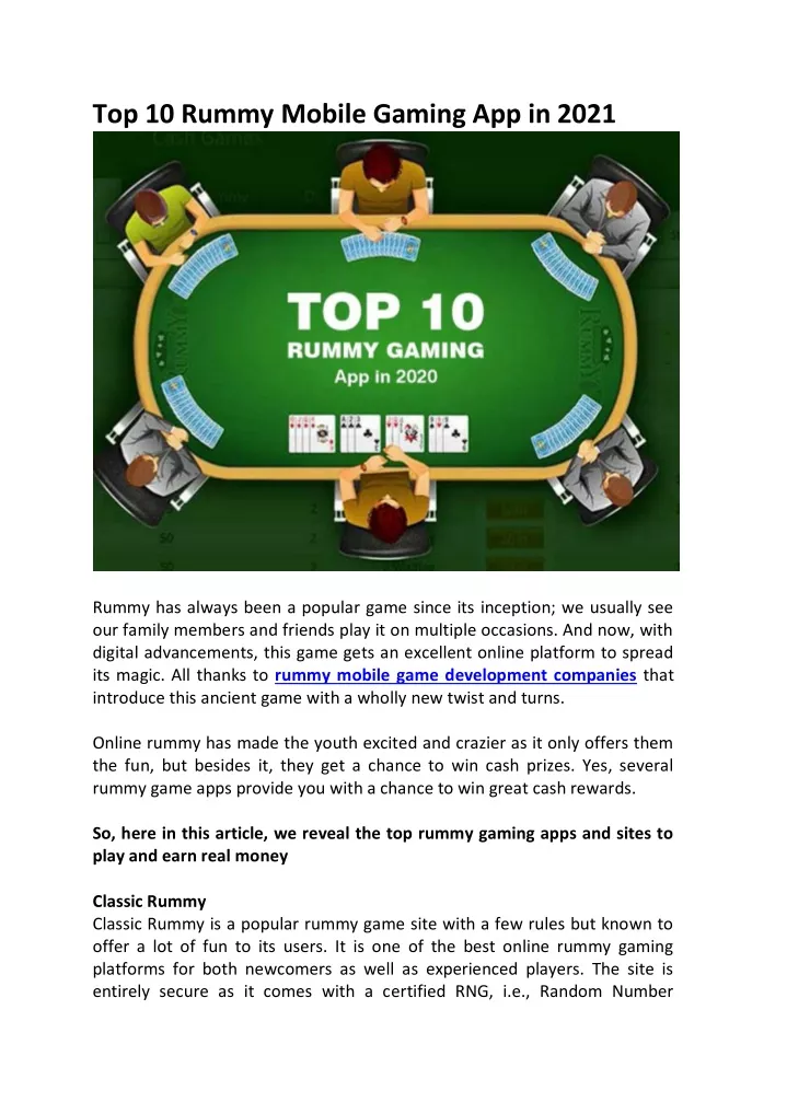 top 10 rummy mobile gaming app in 2021