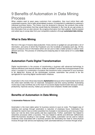 9 Benefits of Automation in Data Mining Process