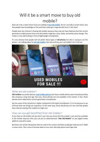 will it be a smart move to buy old mobile