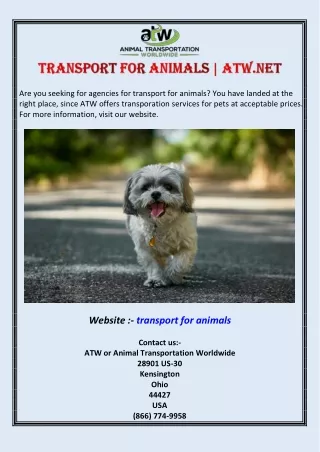 Transport for animals | Atw.net
