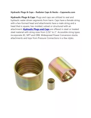 hydraulic plugs caps radiator caps necks