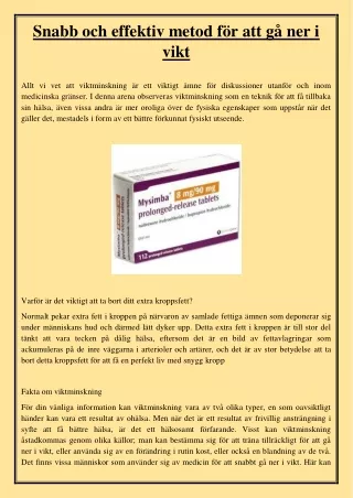 snabb och effektiv metod f r att g ner i vikt