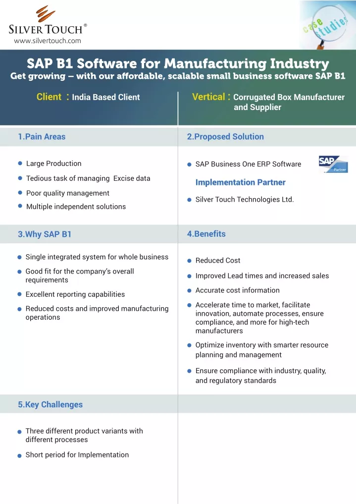 sap b1 software for manufacturing industry