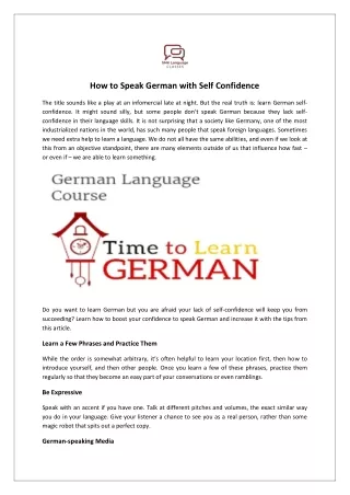 How to Speak German with Self Confidence
