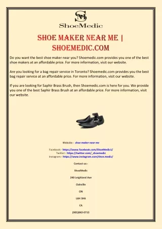 do you want the best shoe maker near