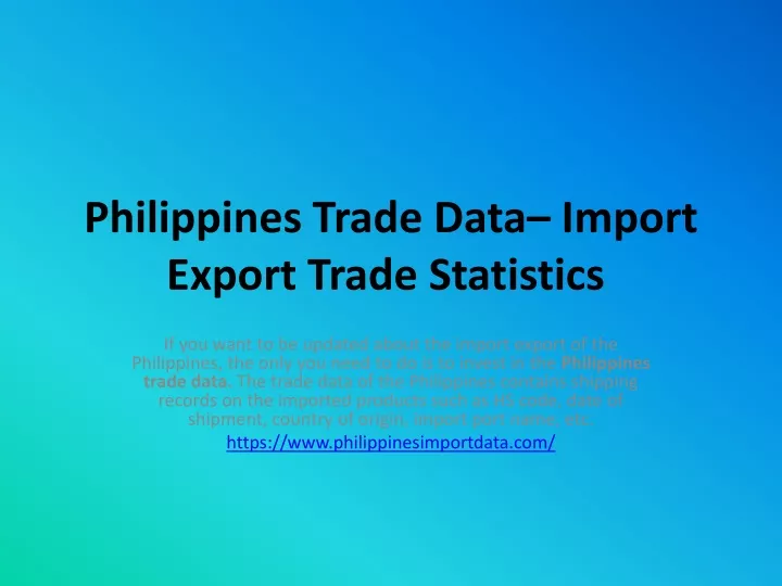 philippines trade data import export trade statistics