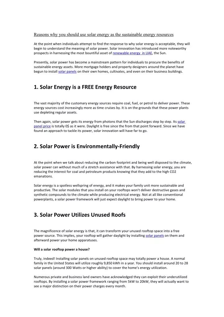 reasons why you should use solar energy