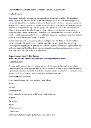 enzymes market current scenario and future growth