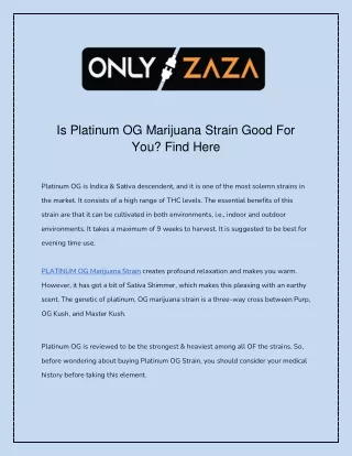 How to Buy Platinum Og Online | Only Zaza