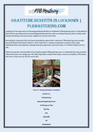 Gratitude Benefits in Lockdown | Plbmastering.com