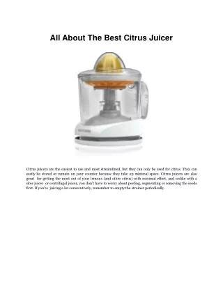All About The Best Citrus Juicer