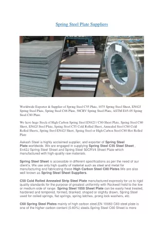 Spring Steel Plate Suppliers