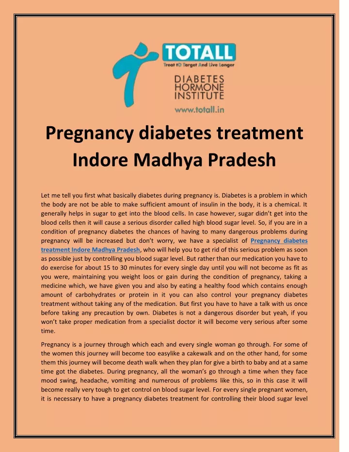 pregnancy diabetes treatment indore madhya pradesh