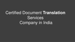 Certified Document Translation Services company in India