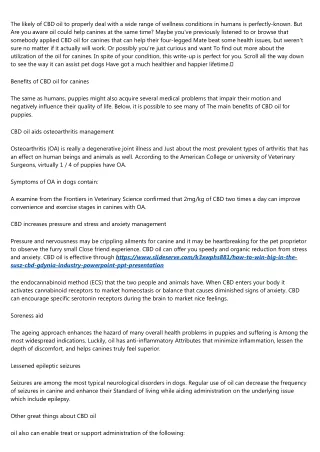 the likely of cbd oil to properly deal with