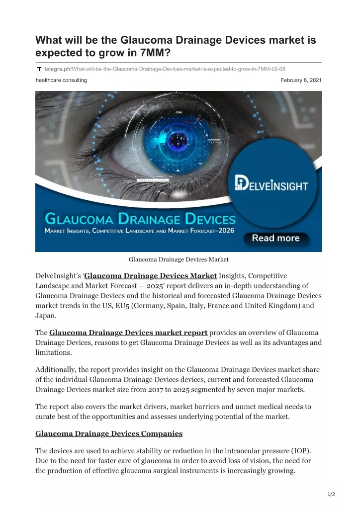 what will be the glaucoma drainage devices market