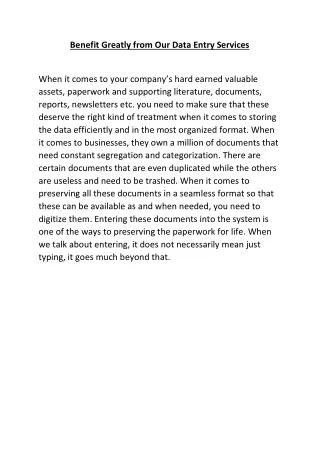 benefit greatly from our data entry services