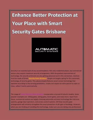 Protect Your Place with Smart Security Gates In Brisbane