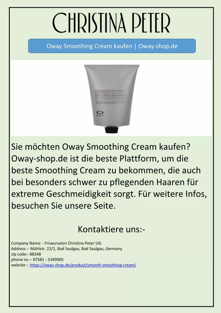 oway smoothing cream kaufen oway shop de