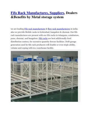 fifo rack manufactures suppliers dealers benefits