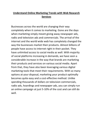 understand online marketing trends with