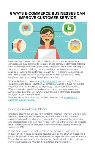 6 ways e commerce businesses can improve customer