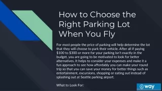 How to Choose the Right Parking Lot When You Fly