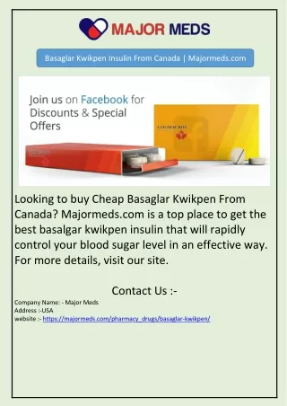 Basaglar Kwikpen Insulin From Canada | Majormeds.com
