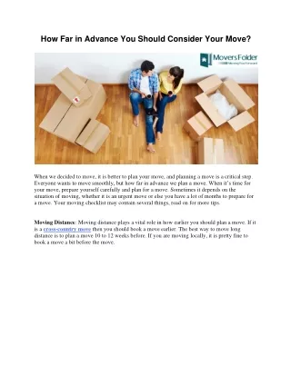 how far in advance you should consider your move