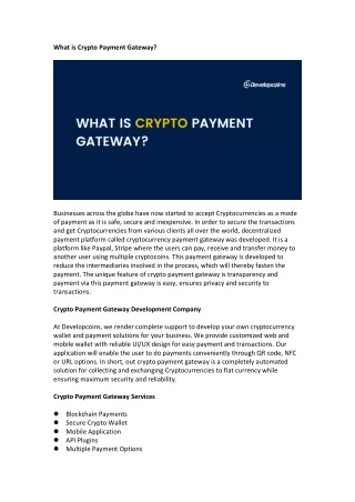 what is crypto payment gateway