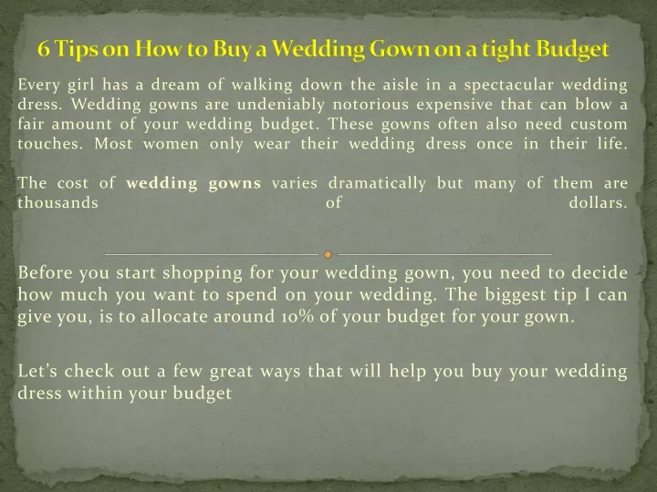 6 tips on how to buy a wedding gown on a tight budget