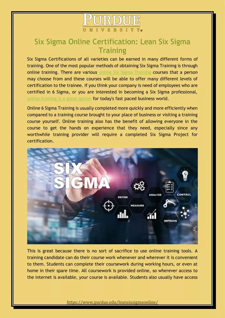 six sigma online certification lean six sigma