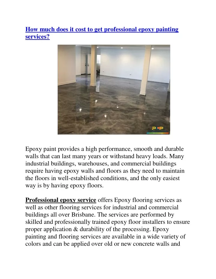 how much does it cost to get professional epoxy