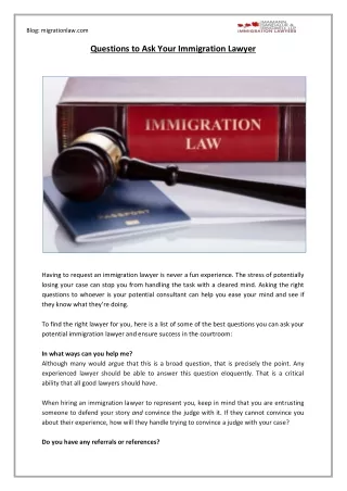 Questions to Ask Your Immigration Lawyer