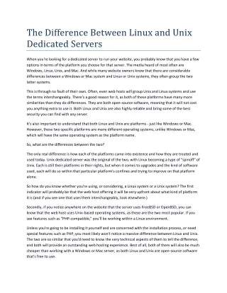 the difference between linux and unix dedicated