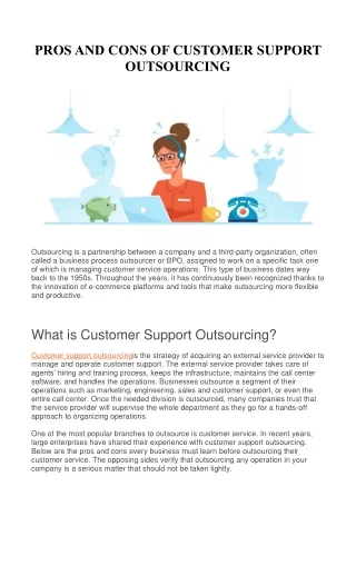 pros and cons of customer support outsourcing