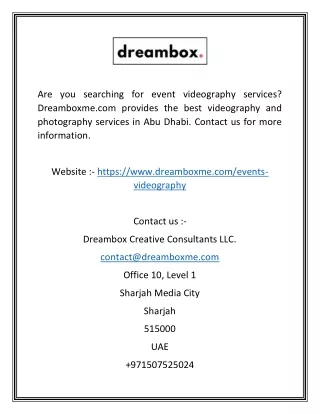 Top Event Videographer in Dubai | Dreamboxme.com
