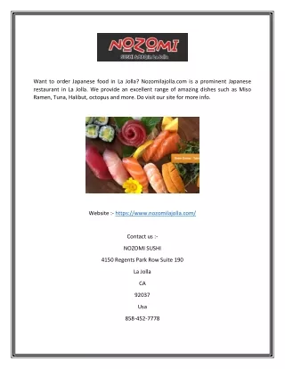 want to order japanese food in la jolla