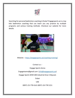 Badminton Personal Coaching Dubai | Engage sports.ae