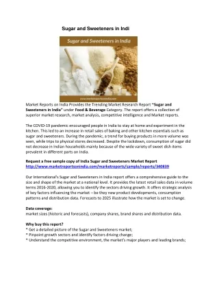 sugar and sweeteners in indi