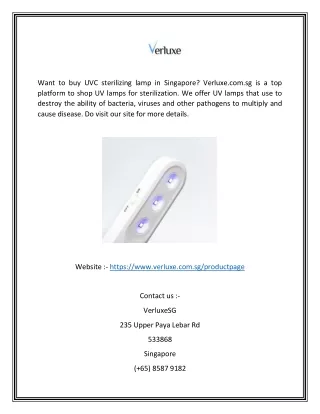 UV Lamp for Sterilization Singapore | Verluxe.com.sg