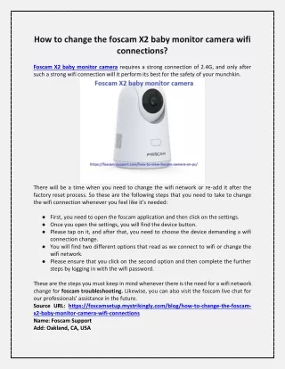 How to change the foscam X2 baby monitor camera wifi connections