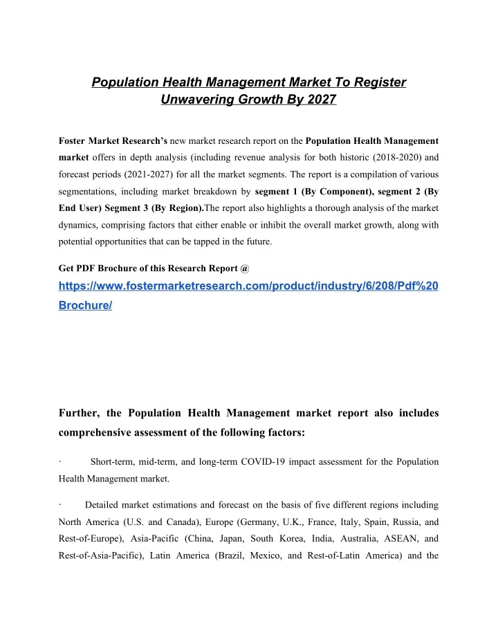 population health management market to register