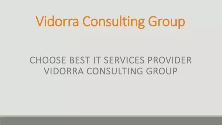 vidorra consulting group