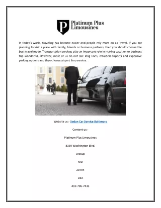 Sedan Car Service Baltimore | Platinumpluslimos.com