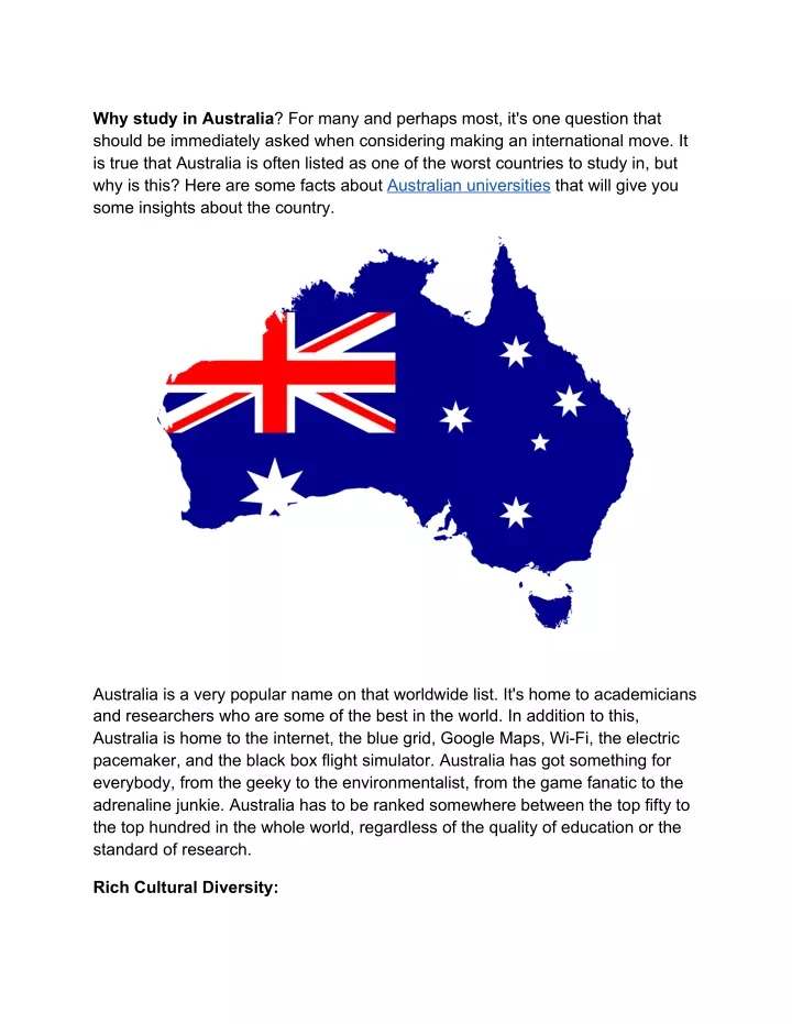 why study in australia for many and perhaps most